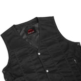 Men's Black Denim Motorcycle Vest – Single Panel Back