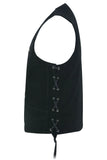 Men's Traditional Denim Motorcycle Vest with Side Laces – Smart Access Pockets