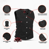Women's Denim Longer Body ¾ Vest - Side Laces
