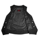 Men's Traditional Motorcycle Denim Vest with Plain Sides