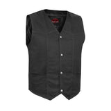 Men's Traditional Motorcycle Denim Vest with Plain Sides