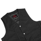 Men's Traditional Denim Motorcycle Vest with Side Laces – Smart Access Pockets