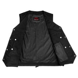 Men's Traditional Denim Motorcycle Vest with Side Laces – Smart Access Pockets