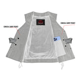 Women's Rough Rub-Off Raw Finish Broken Gray Denim Vest