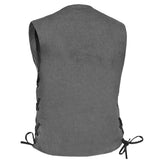 Women's Rough Rub-Off Raw Finish Broken Gray Denim Vest