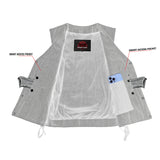 Women's Rough Rub-Off Raw Finish Broken Gray Denim Vest