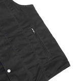 Men's Black Plain sides Denim Motorcycle Vest –  Heavy Snaps