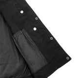 Men's Black Plain sides Denim Motorcycle Vest –  Heavy Snaps