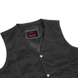 Men's Black Plain sides Denim Motorcycle Vest –  Heavy Snaps