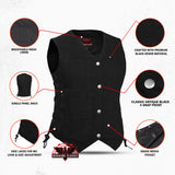 Women's 6 Pocket Denim Utility Vest - Black