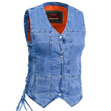Women's 6 Pocket Denim Utility Vest - Blue