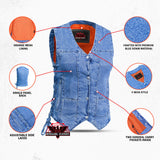 Women's 6 Pocket Denim Utility Vest - Blue