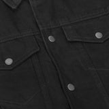 Snap Front Men's Denim Motorcycle Vest  - Black