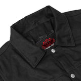 Snap Front Men's Denim Motorcycle Vest  - Black