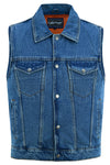 Men's Snap Front Blue Denim Motorcycle Vest