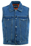 Men's Snap Front Blue Denim Motorcycle Vest