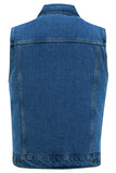 Men's Snap Front Blue Denim Motorcycle Vest