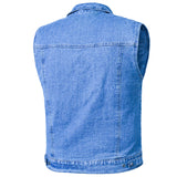 Men's Snap Front Blue Denim Motorcycle Vest