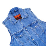 Men's Snap Front Blue Denim Motorcycle Vest