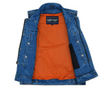 Men's Snap Front Blue Denim Motorcycle Vest