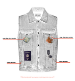 Men's Snap Front Blue Denim Motorcycle Vest