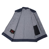 Men's Blue Rough Rub-Off Raw Finish Denim Vest