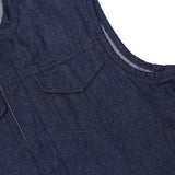 Men's Blue Rough Rub-Off Raw Finish Denim Vest