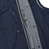 Men's Blue Rough Rub-Off Raw Finish Denim Vest