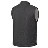 Men's Rough Rub-Off Raw Finish Motorcycle Denim Vest - Black