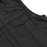 Men's Rough Rub-Off Raw Finish Motorcycle Denim Vest - Black