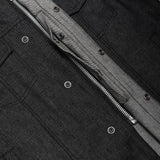 Men's Rough Rub-Off Raw Finish Motorcycle Denim Vest - Black