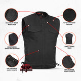 Men's Upgraded All-Black Denim Motorcycle Vest – Smart Access Pockets