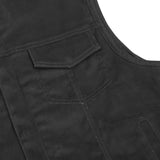 Men's Upgraded All-Black Denim Motorcycle Vest – Smart Access Pockets