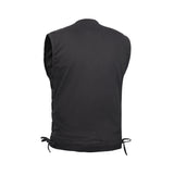 Men's Upgraded All-Black Denim Motorcycle Vest – Smart Access Pockets