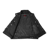 Men's Snap/Zipper Front Black - Denim Motorcycle Vest