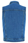Blue Men's  denim motorcycle vest with Snap/Zipper Front