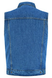 Blue Men's  denim motorcycle vest with Snap/Zipper Front