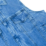 Blue Men's  denim motorcycle vest with Snap/Zipper Front