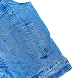 Blue Men's  denim motorcycle vest with Snap/Zipper Front