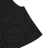 Mens Black Denim Motorcycle Vest with Concealed Snaps & Zipper