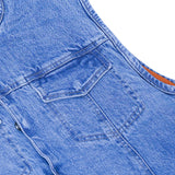 Mens Blue Denim Motorcycle Vest with Concealed Snaps & Zipper
