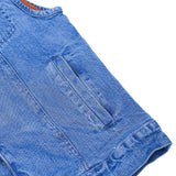 Mens Blue Denim Motorcycle Vest with Concealed Snaps & Zipper