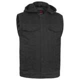 Men's Black Denim Single Back Panel Concealment Vest w/Rem