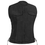 Women's Advance Side Laces Black Construction Denim Vest
