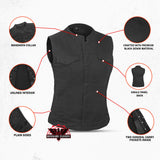 Women's Advance Black Construction Denim Vest