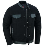 Men's Full Cut Denim Jacket – Leather Trim & Hidden Pockets