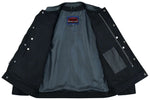 Men's Full Cut Denim Jacket – Leather Trim & Hidden Pockets