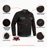 Men's Full Cut Denim Jacket – Leather Trim & Hidden Pockets