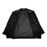 Men's Full Cut Denim Jacket – Leather Trim & Hidden Pockets