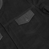 Men's Full Cut Denim Jacket – Leather Trim & Hidden Pockets